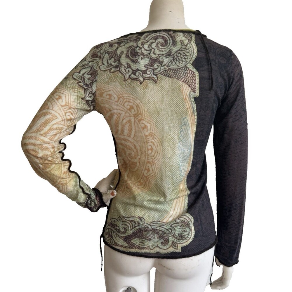 2026 Deux Mille Vingt Six Vintage Y2K Wool Blend Long Sleeve Art to Wear Top - Picture 2 of 8